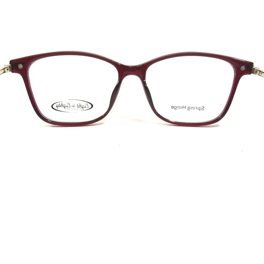 Eight to Eighty Eyeglasses Frames BRIANNA BURGUNDY Red Gold Square 53-18-135